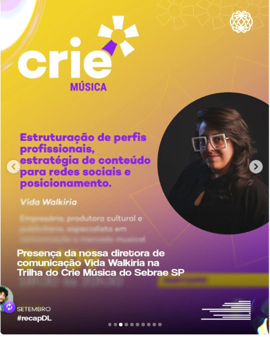 Crie Música programme artwork featuring Vida Walkíria