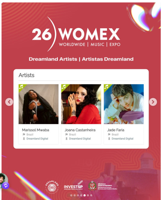 Marissol Mwaba, Joana Castanheira y Jade Faria en los materiales de WOMEX 2026